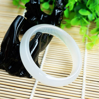 突天然白玛瑙手镯冰种玉镯子透明加宽加厚女饰品美容养颜