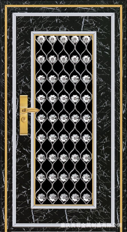 厂家供应不锈钢黑钛大理石 不锈钢双开子母门 高档进户门