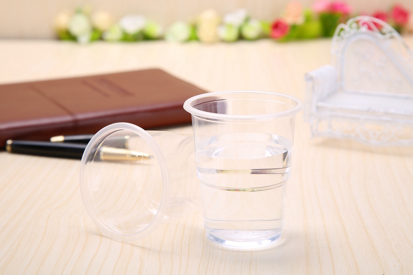 盛源一次性杯子塑料杯透明水杯整箱加厚家用办公航空杯饮杯200ml