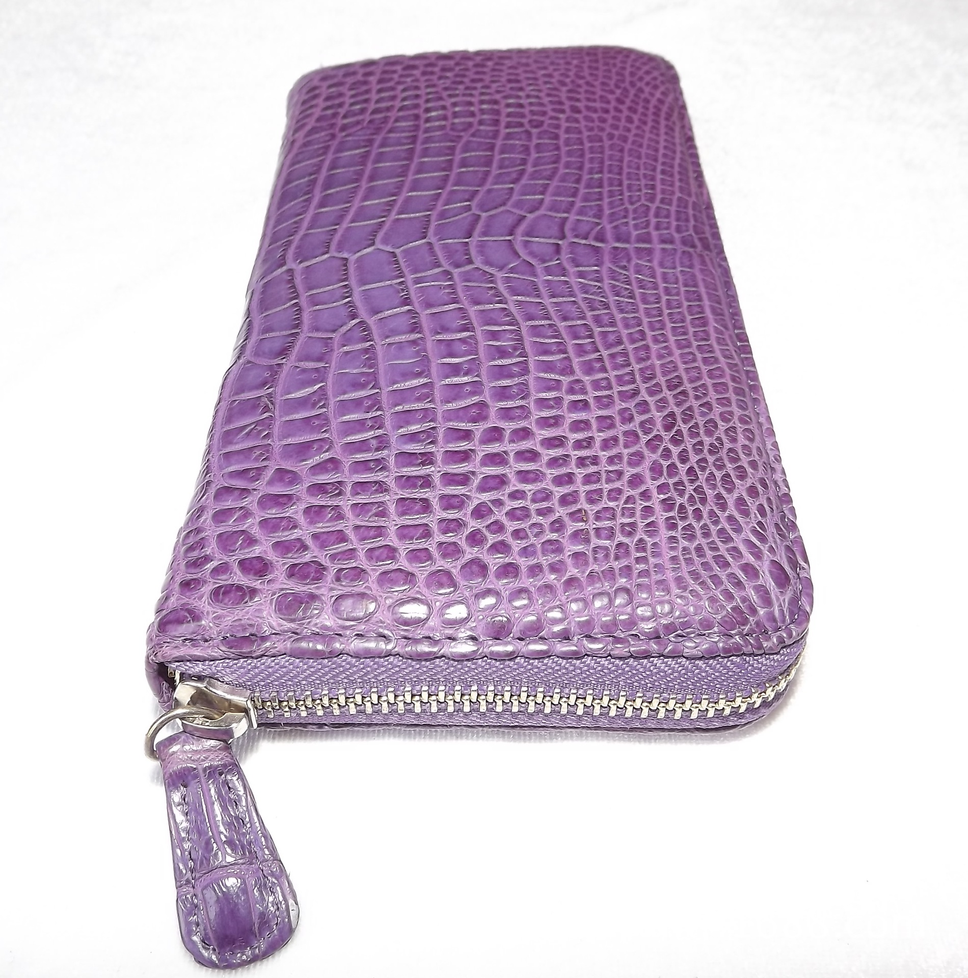 正品鳄鱼皮钱包 长款 肚皮竹节纹手拿包 奢华整皮无拼接