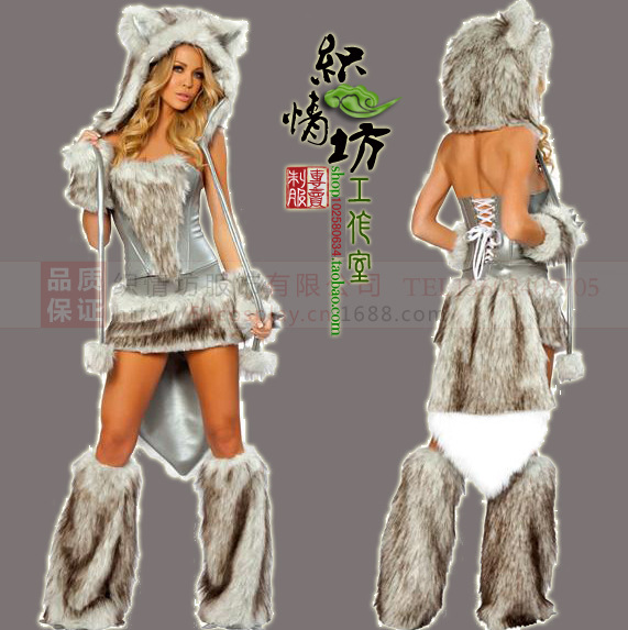 【推荐】万圣节服装 长毛毛豹子装 角色扮演豹纹装动物派对演出服