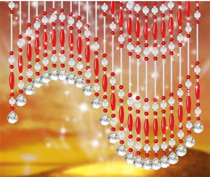 橄榄珠帘 水晶隔断帘成品 玄关卧室半帘