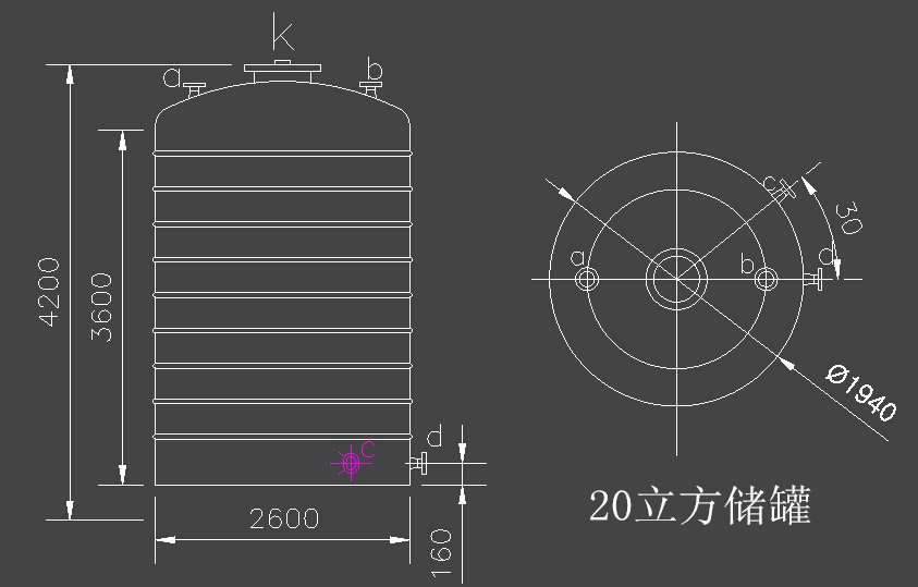 化学原料 专用 塑料储罐cg-22聚乙烯储罐a级22立方米,盐酸储罐