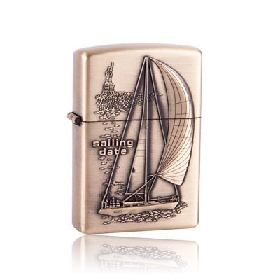 Creative Personality Hot Sale Cotton Oil Lighter Zinc Alloy Relief Sailing Series Kerosene Lighter