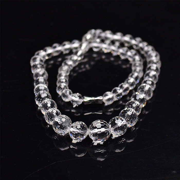 批发天然白水晶项链 茶水晶塔链 128面