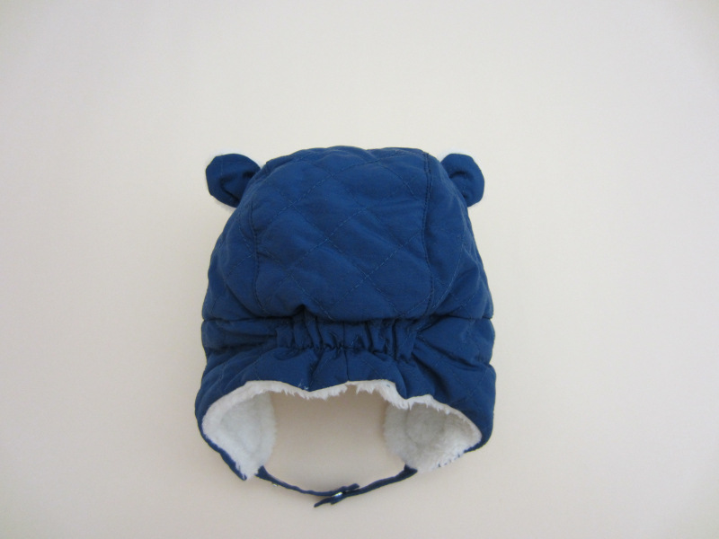 外贸藏青蓝色小熊儿童风雪帽童冬帽童帽