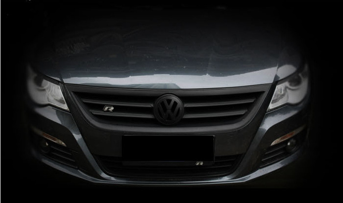 大众cc土豪金黑标中网外框亮条成型改色贴膜碳纤维改装贴纸专用