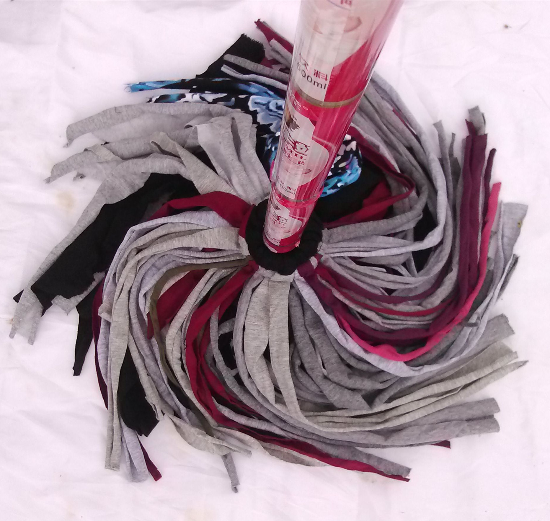 厂家直销,批发成品拖把棉布竹柄杂色布拖把重450克