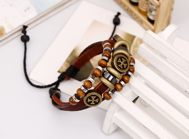 新款手链 串珠牛皮手链批发 复古手链 潮流饰品 义乌