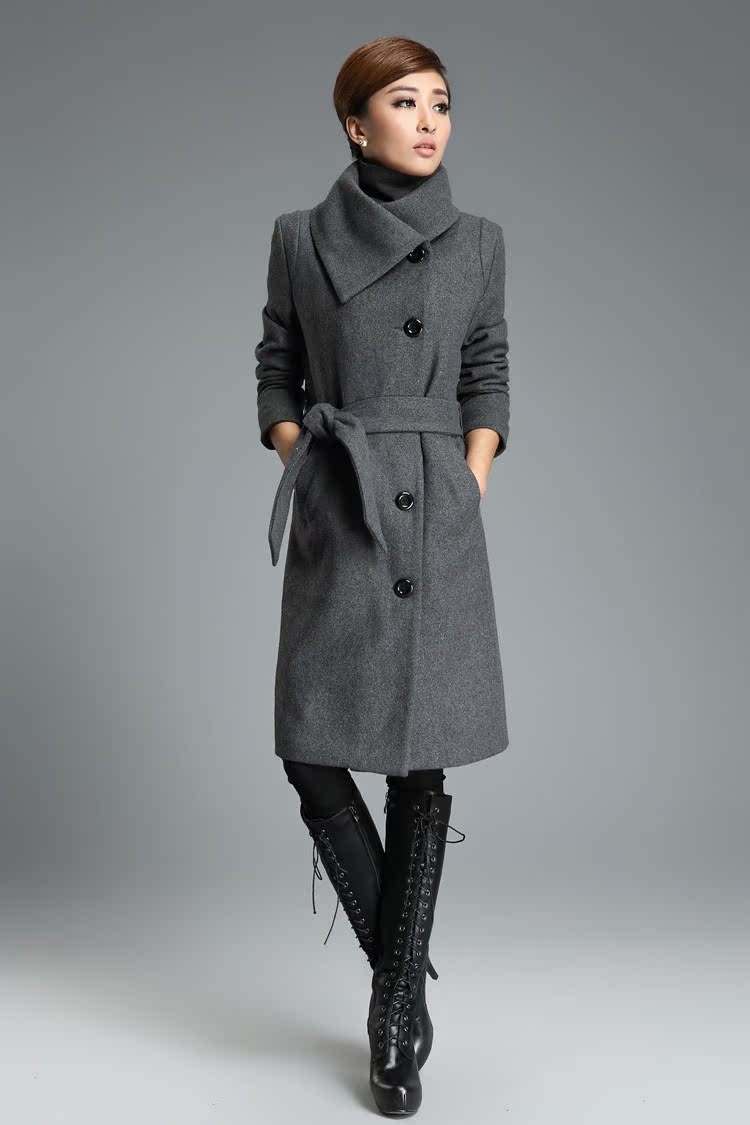 加厚毛呢外套女大码中长款修身显瘦妮子韩版呢子大衣2015秋.