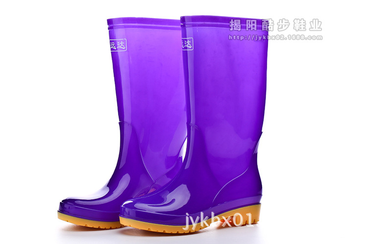 Factory Direct Sales Rain Boots Women's PVC Knee-High Rain Boots Women's Fashion Two-Color Sole Non-Slip Waterproof Shoes Foreign Trade Wholesale