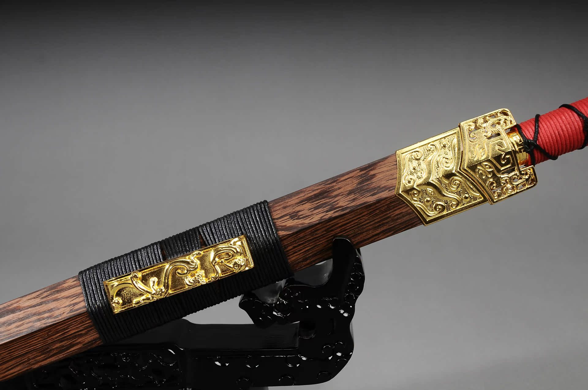 龙泉宝剑精品六面汉剑高锰钢镇宅辟邪剑汉剑硬剑(黄金装)未开刃