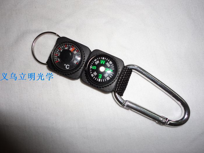 Outdoor Sports Metal Climbing Carabiner Thermometer Compass Key Chain Multifunctional Plastic Compass