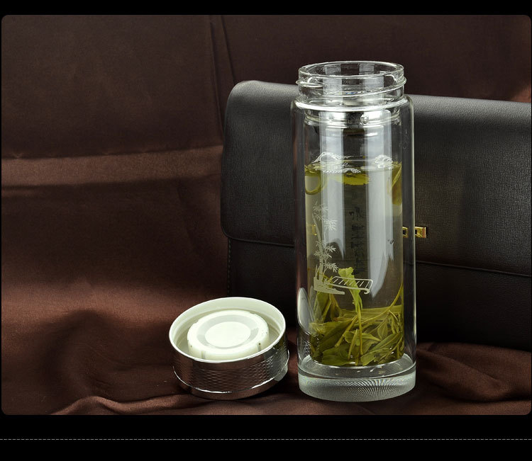 厂家直销定制礼品水晶杯高档黑白布纹雕花盖商务精品玻璃杯茶杯