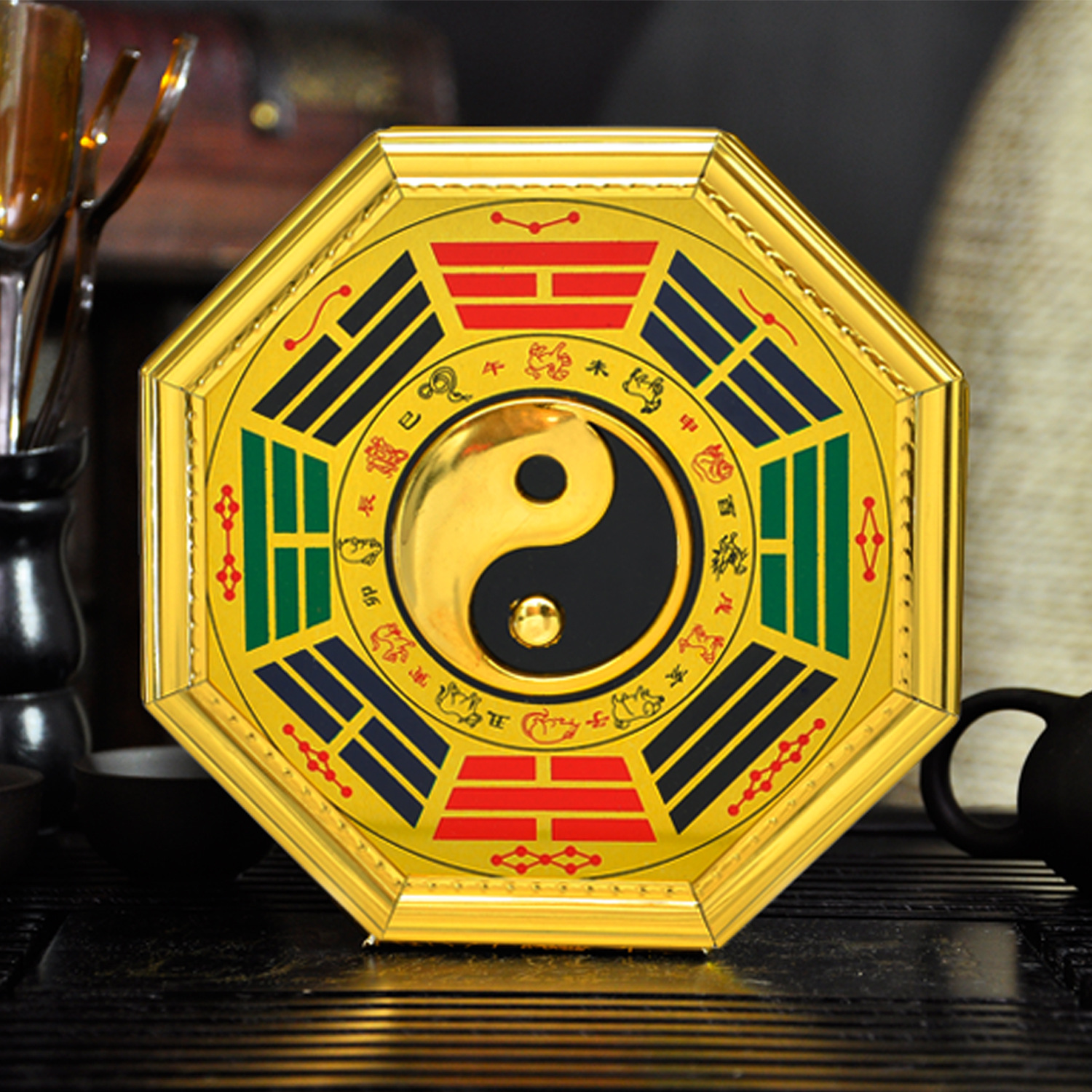 文王风水工艺品 厂家批发金边八卦太极挂饰彩色八卦太极 风水用品