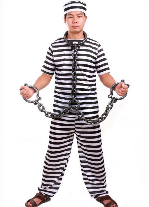 万圣节舞会演出服装cos囚犯服装表演服装cos服装 成人男女囚服