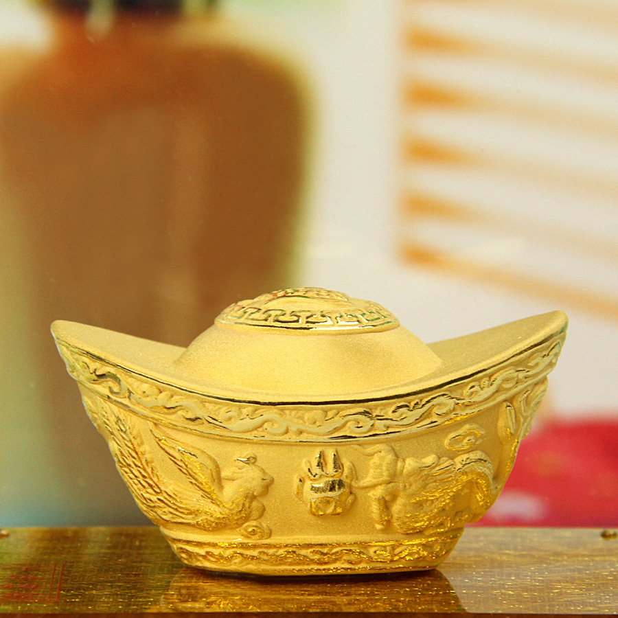 产地货源黄金工艺品摆件铸金绒沙金礼品商务礼品家居摆件金元宝