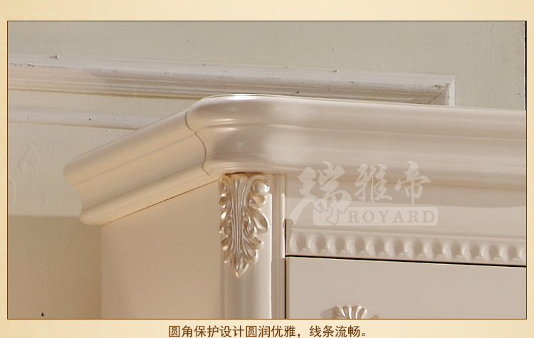 高档欧式实木衣柜 带顶花四门实木衣柜 荷花白大四门衣柜厂价直销