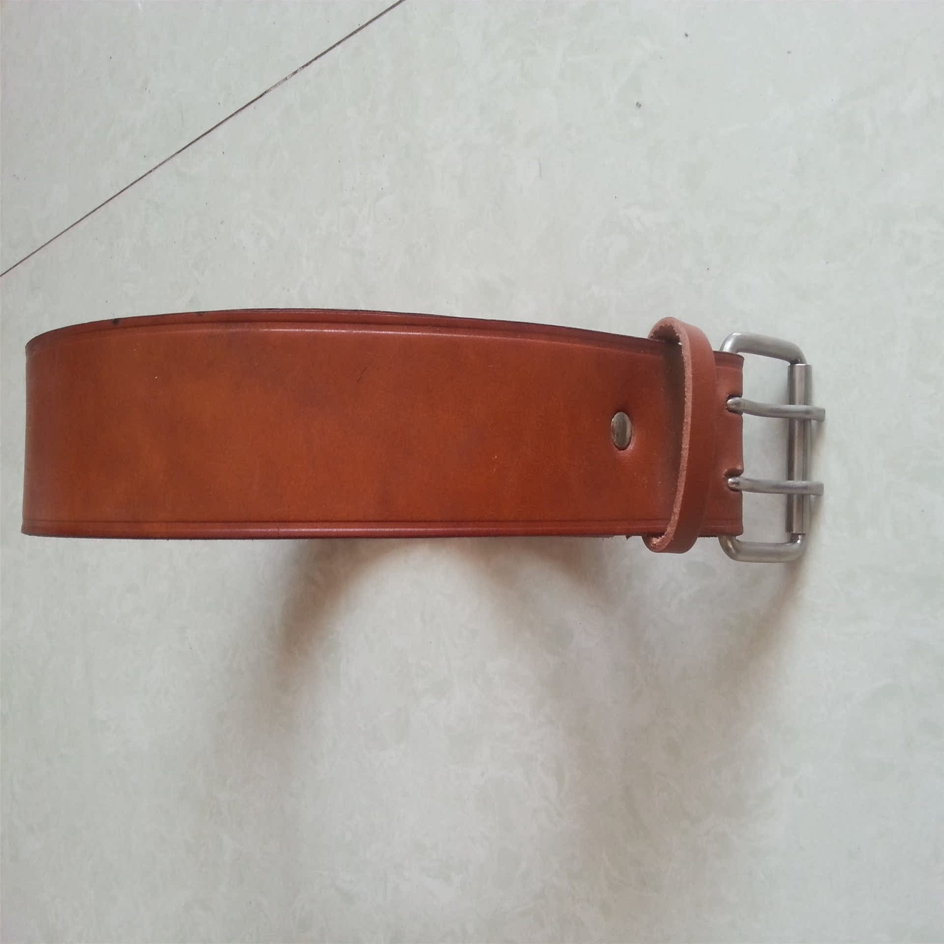 促销牛皮电工皮带 头层双眼针扣电工腰带 矿工腰带 高级电工.