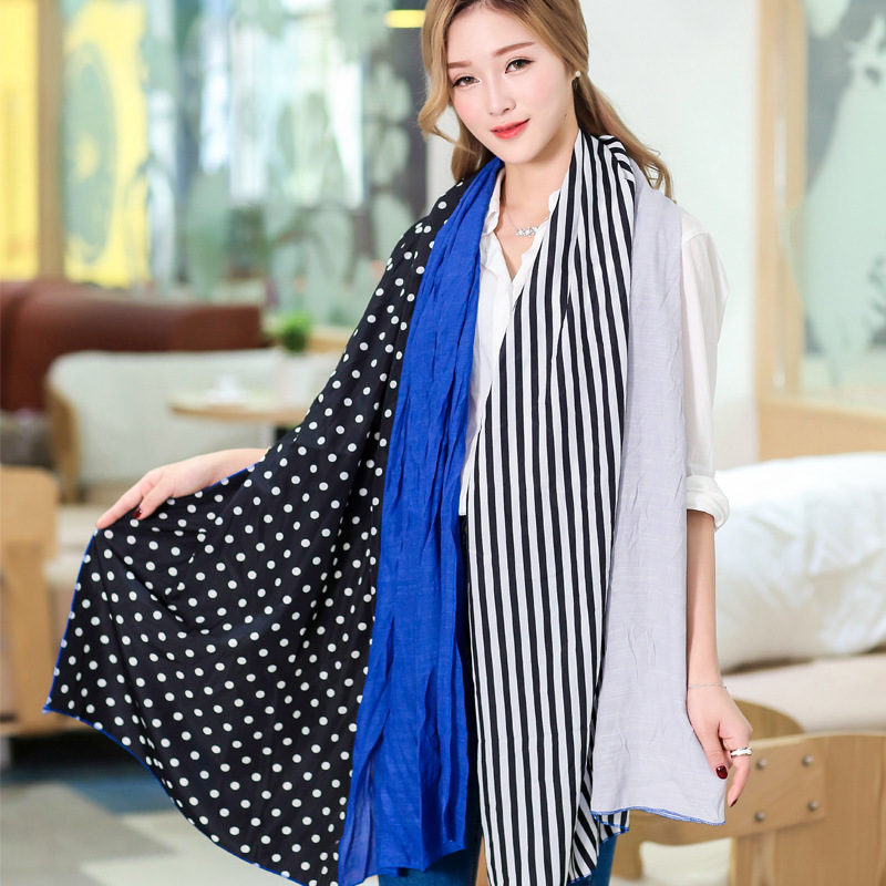 四色拼接围巾 新款拼接围巾 雪纺拼接围巾 超大超长拼接围巾