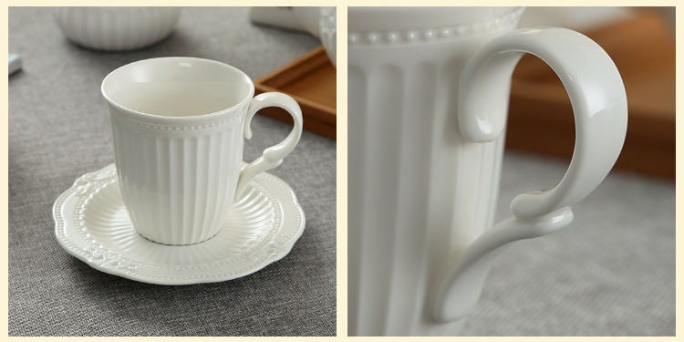 英国巴洛克艾伯特古老系列白色浮雕花纹陶瓷咖啡杯