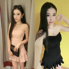 韩版夏季性感夜店女装弹力修身鱼尾裙摆 裹胸抹胸连衣裙一件代发