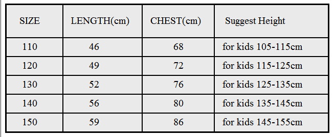 110-150短袖T恤尺寸
