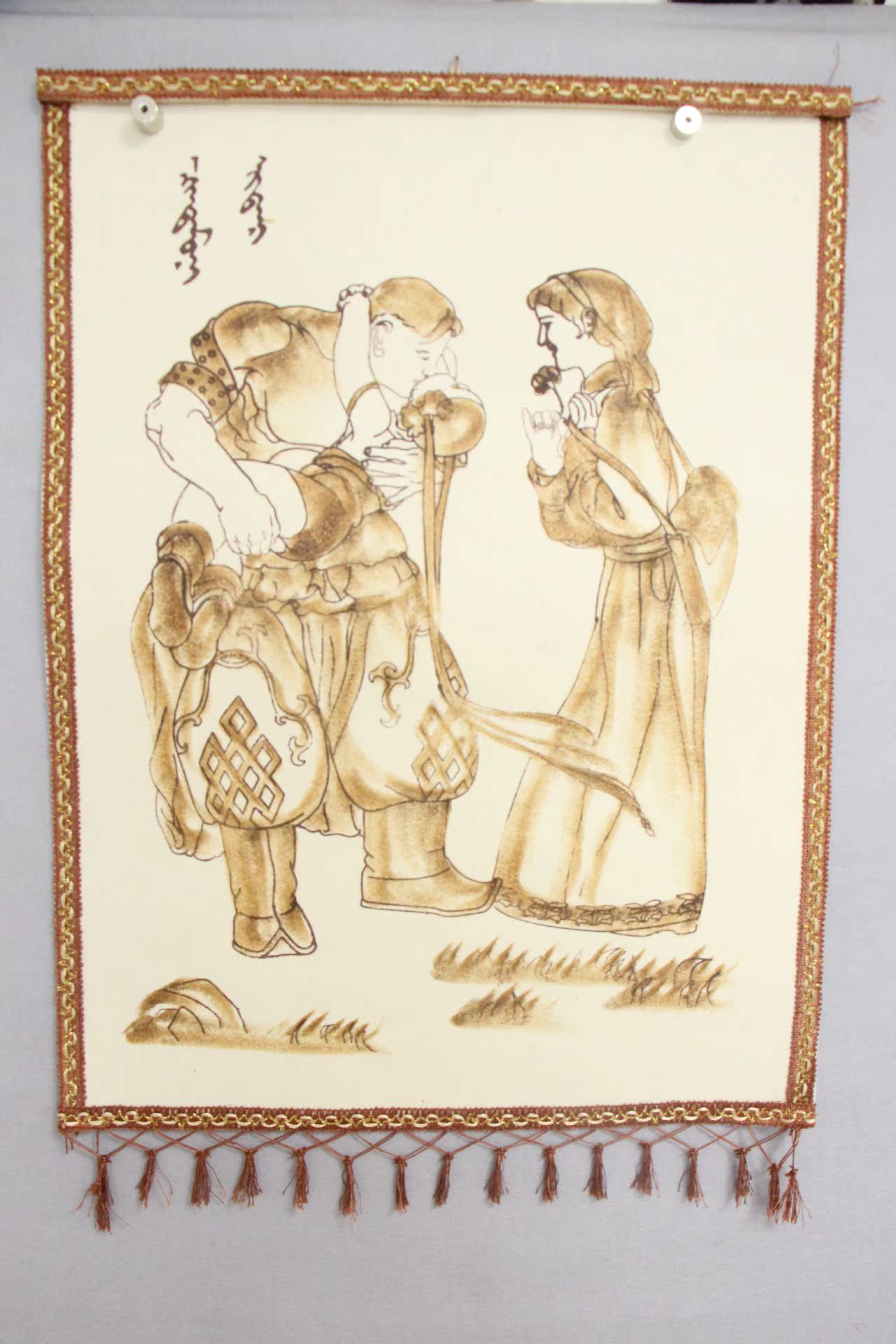 蒙古毡画烫画 纯手工制作挂画 民族特色 旅游纪念工艺品60*80cm