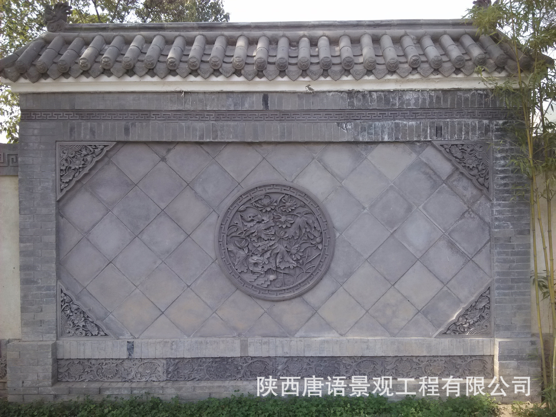 圆形古建筑砖 仿古外墙唐语砖雕荷花gy103 仿古影壁挂件青砖砖雕