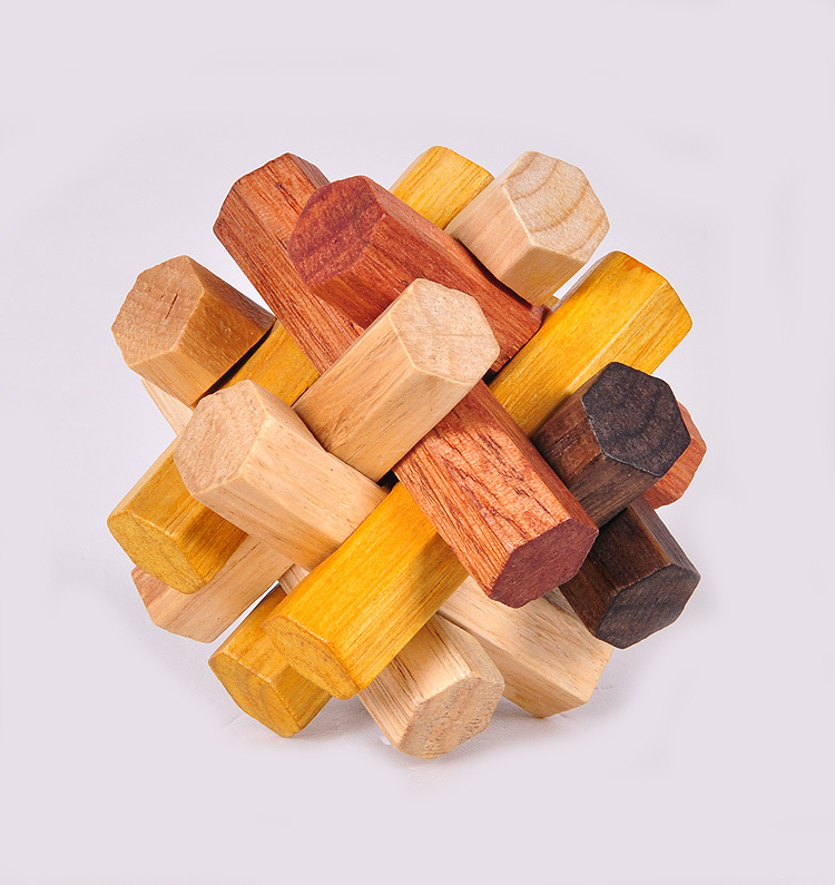 成人古典木制益智玩具孔明锁鲁班锁新款六角木结十二姐妹