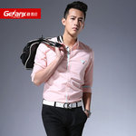 格男仕2014年春季新款衬衫男 中袖糖果色修身男士衬衫D097