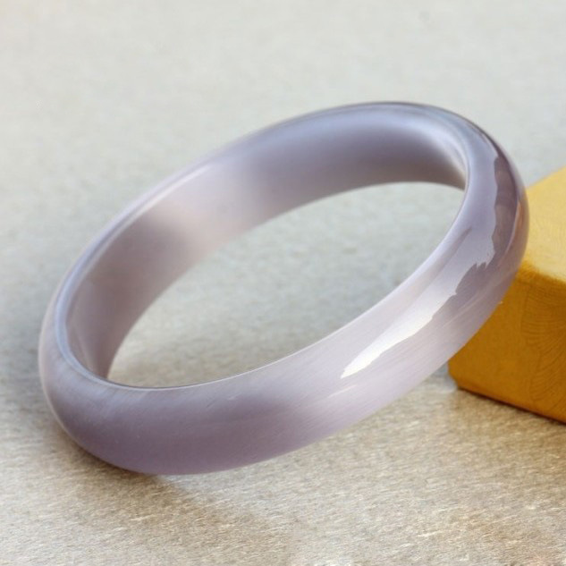 包邮 猫眼石手镯 猫眼15mm面宽 手镯 窄面浅紫色 女款