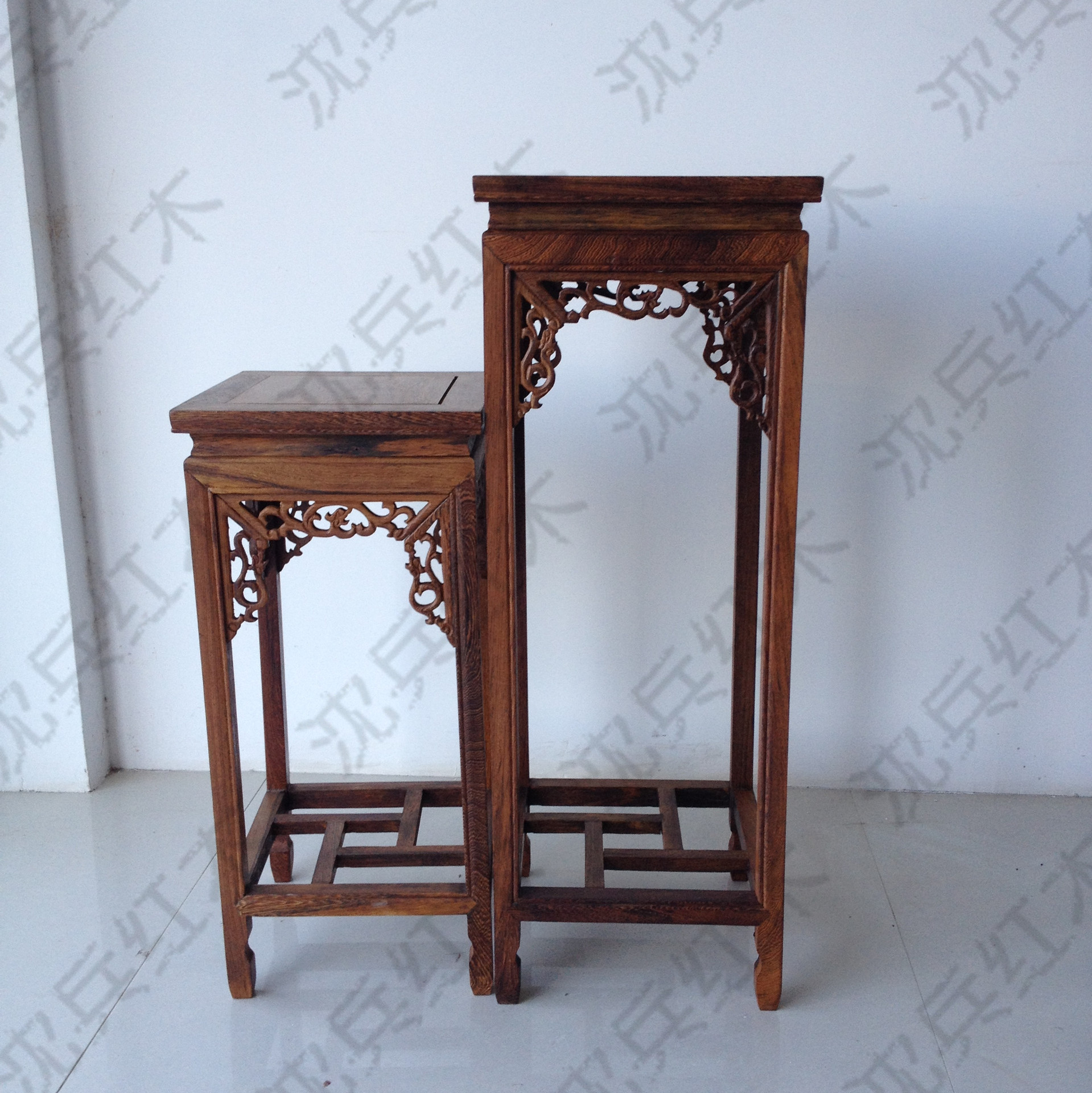 特惠 仿古家具 厂家直销 80cm花架 鸡翅木花架 盆景架 红木花架