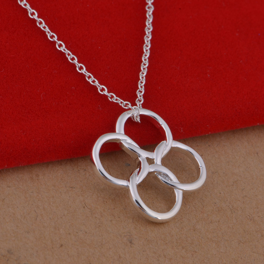 镀925纯银项链 韩版流行 四环相扣项链 外贸饰品批发 大量现货