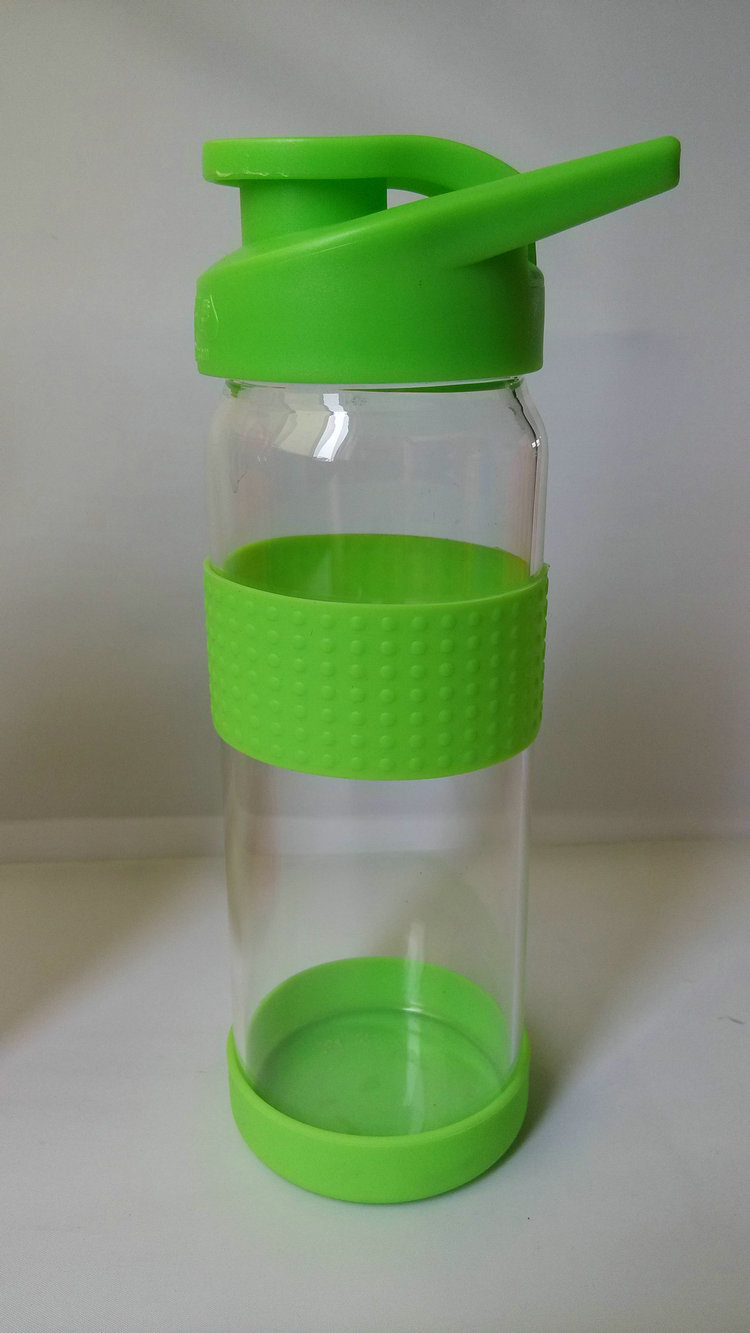 热销供应 550毫升带硅胶玻璃运动瓶 玻