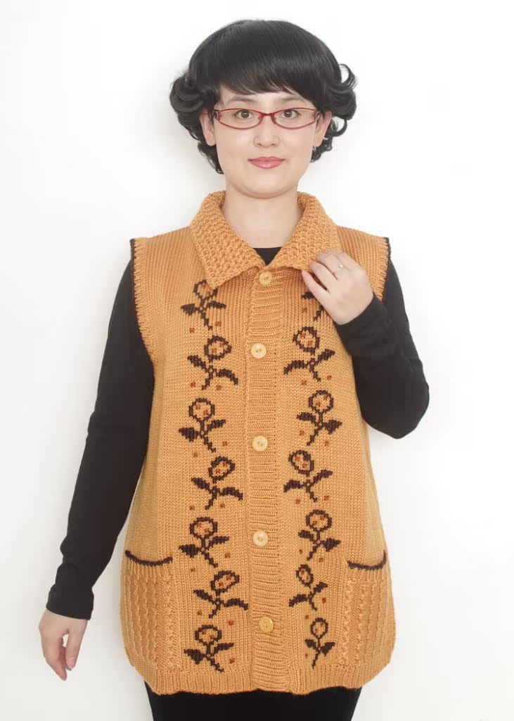 新品秋装中年女装 加肥老年人毛背心 中老