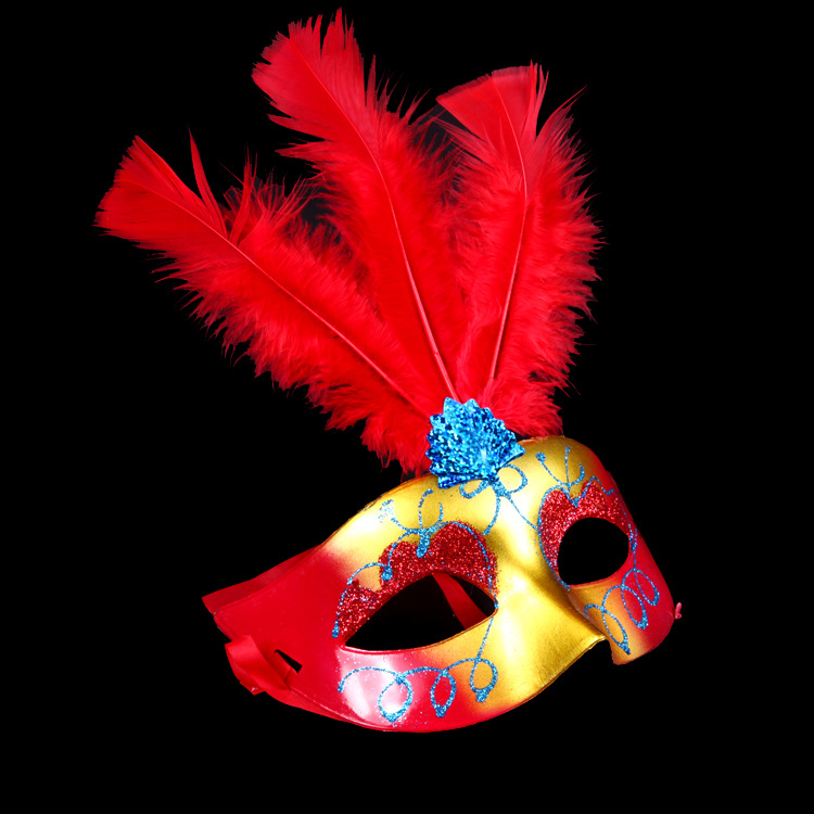 羽毛彩绘面具 时尚舞会演出面具 节日用品