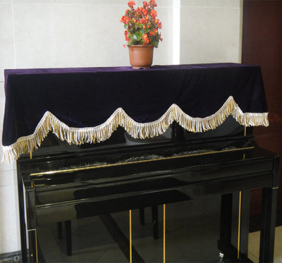 高档金丝绒紫色钢琴罩布艺钢琴半罩黏贴包住钢琴半披