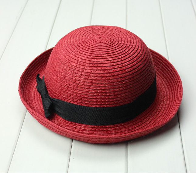 Hat Female Summer New Korean Style Curl Sun Shade Straw Hat Flanging Cute Dome Straw Hat Men's Fashion Beach Hat