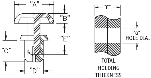 richco 棕褐色耐高温推入式 固定扣尼龙铆钉