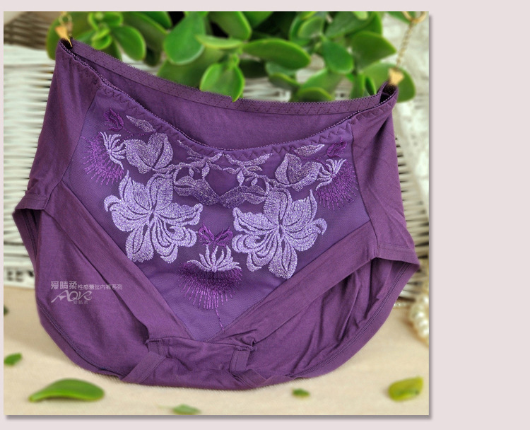 玫瑰刺绣 提臀女士内裤 透气莫代尔性感女