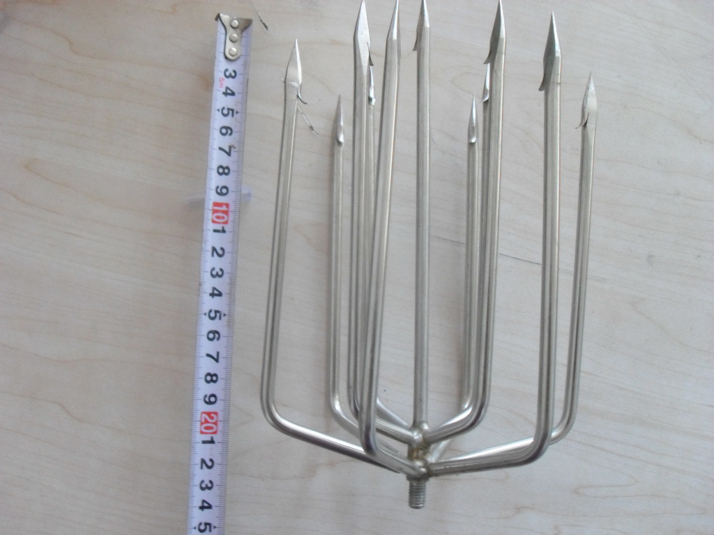 运兴渔具 不锈钢11齿扁尖圆渔叉 11齿鱼叉