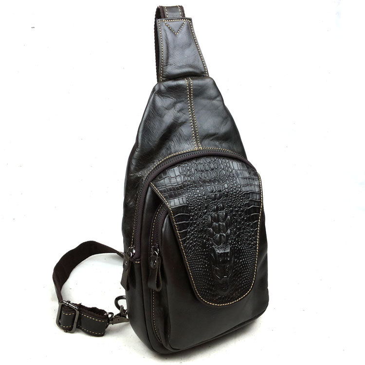 Genuine Leather Mens Black Shoulder Bag Sling Pack Small Front Pocket Crossbody | eBay