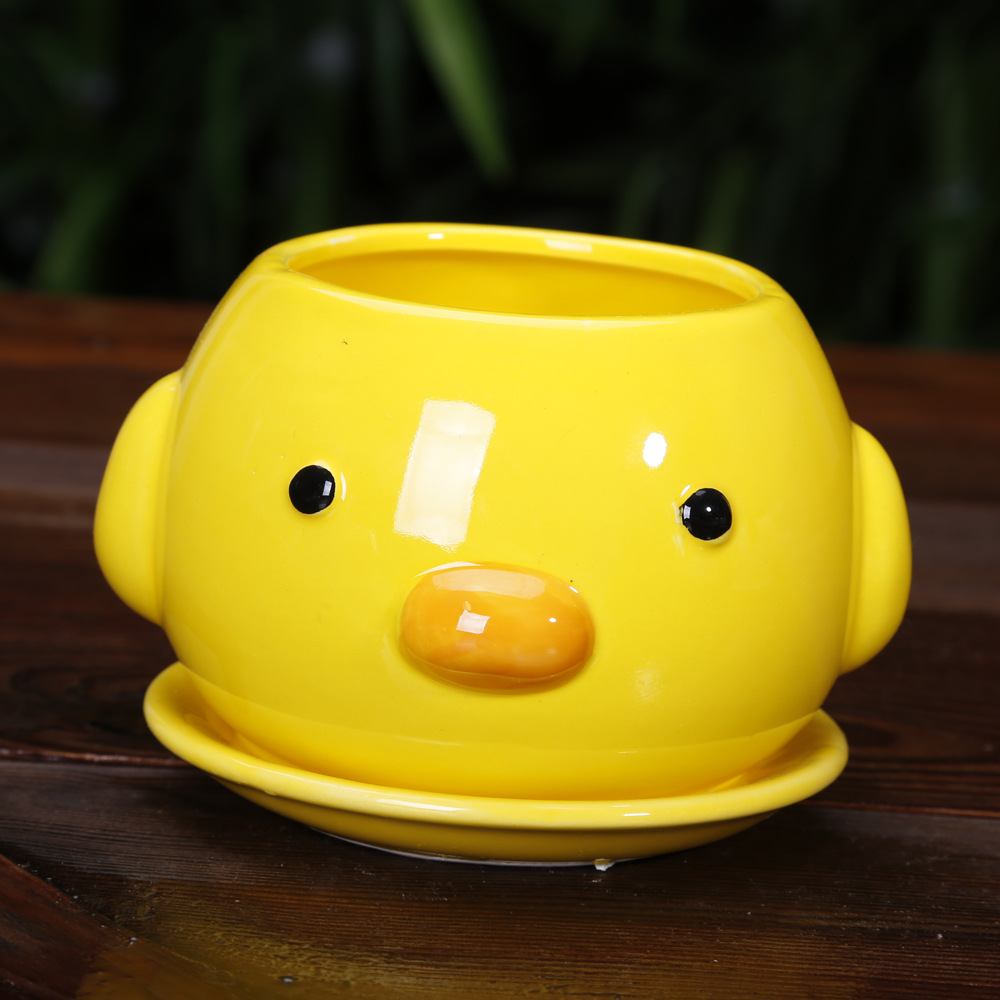 卡通动物花盆 多肉植物花盆容器 卡通陶瓷花盆 儿童动物盆 8130