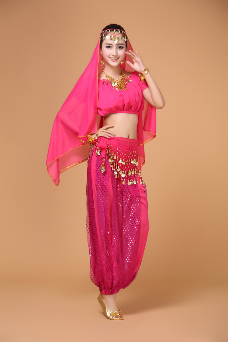 肚皮舞演出服套装新款印度舞表演服装灯笼裤灯笼袖四件套特价