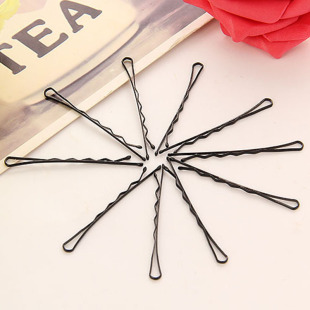 黑色碎发波浪夹 盘发简单一字发卡散装批发 影楼拍摄造型烤漆发夹