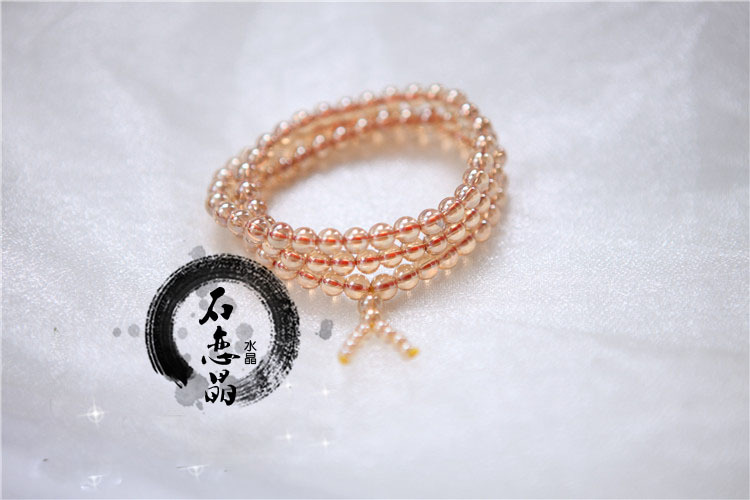 天然小清新香槟晶 水晶手链 99颗多圈手串