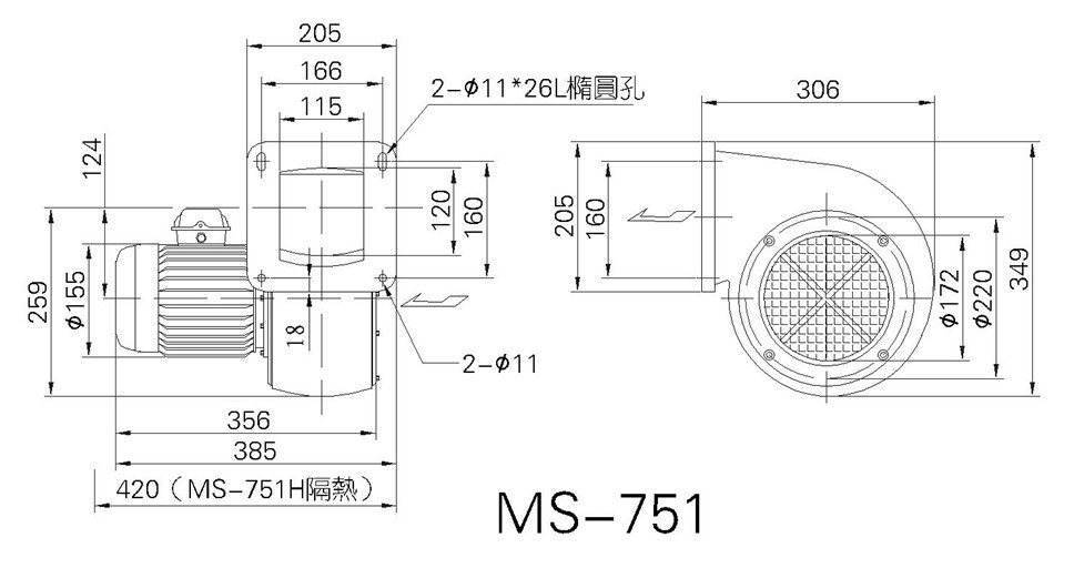 75kw离心式散热风机ms-751a低压鼓风机