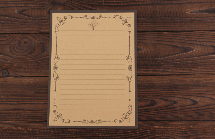 欧式花纹xz 复古牛皮纸信纸 浪漫情书 8张三个图案