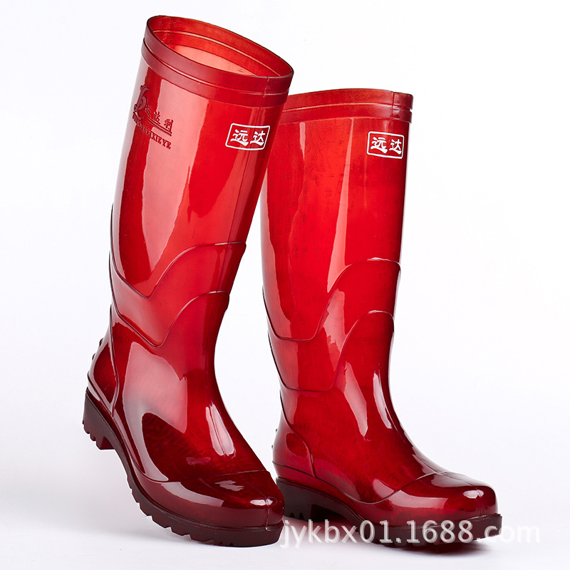 Factory Direct Sales Knee-High Rain Boots Men's Brown Transparent Anti-Slip Rain Boots Labor Protection Rubber Shoes Special Industrial and Mining Rain Boots Wholesale